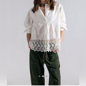 NWT We The Free x Free People Little Bit of Lace Shirt